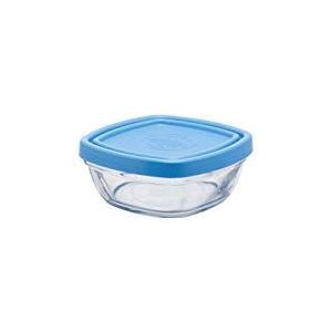 Duralex 9019 AM12 Lys schaaltje vierkant met deksel glas transparant/blauw 9,2 cm