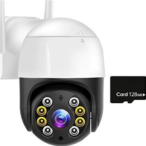 DVR-kits voor bewaking, 8MP 4K IP Camera H.265 3MP HD CCTV Video Surveillance Auto Tracking 1080P Draadloze Beveiliging Cam PTZ 360 ° View,Buitencameratoezicht(2MP Add128G Card)