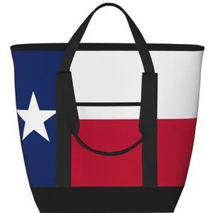 YQxwJL Vlag van Texas Print grote capaciteit draagtas, geïsoleerde lunchtas, herbruikbare boodschappentas met rits voor dames en heren