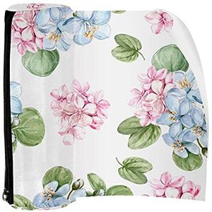 Potlood Case Pen Tas Houder met Rits Coin Organizer Tassen Make-up Cosmetische Pouch voor Vrouwen Tiener Meisjes Jongens Kinderen, Roze & Blauw Bloemenpatroon