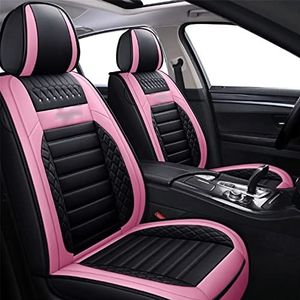 Stoelhoezen Beschermhoezen Volledige Set Auto Lederen Bekleding Voor Jeep Voor Grand Cherokee 2004 2015 2014 Wj Wk2 Voor Patriot Voor Renegade Voor Kompas 2007 2018(Black PINK)