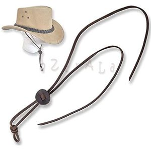 Oztrala Chin-Strap Buffalo Lederen Stampede String Cowboy Hoed Mannen HAC2 Kinriem, Bruin, one size