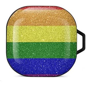 Regenboog vlag Gay Pride oordopjes hoesje compatibel met Samsung hard shell beschermhoes zwart-stijl