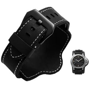 LQXHZ Retro Dikke Lederen Horlogeband Horlogeband Heren Polshorloge Band Horloges Band 20 22 24mm 26mm Bruin Zwart Met Mat (Color : Black black buckle, Size : 22mm)