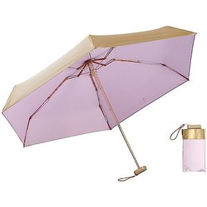 BOUBUI Mini opvouwbare paraplu, ultralichte compacte paraplu, regenbestendig & 99% UV-bescherming parasol, titanium goud, roze