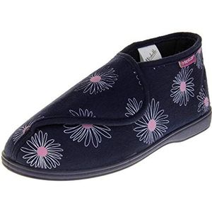 Dunlop Orthopedische pantoffels voor dames, met touchsluiting, Navy Bloem, 41 EU