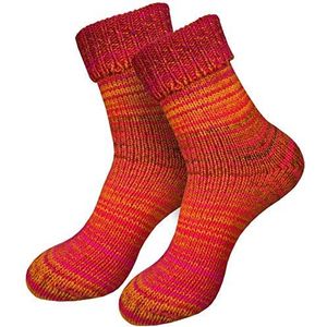 dunaro 2 paar gebreide Noorse sokken wollen sokken wintersokken behaaglijk warm dames heren, 2 paar | oranje-roze, 35-38 EU