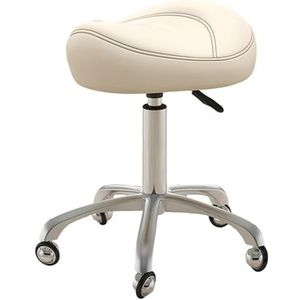 FXLUHAY Zadelstoel Tandheelkundig Kantoor Zadelkruk 360 Draaibare Rolling, Medische Ergonomische Bureaustoel Verlicht Pijn, 220 lbs Gewichtscapaciteit Spa Seat voor Tattoo/Bar (Beige)