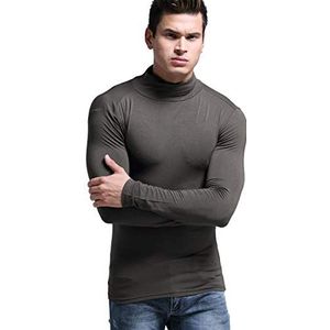 Ouruikia Heren lichtgewicht thermische modal basislaag coltrui lange mouwen trui top thermisch ondergoed voor heren herfst winter tops, Grijs, S