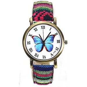 Horloges vrouwelijke quartz polshorloge canvas horlogeband for meisje jongen vakantie cadeau (Color : 26)