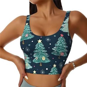 Kerstboom Bal Sterren Print Casual Wear Vrouwen Sport Vest Yoga Vest Workout Vest Voor Vrouwen Lichtgewicht Trendy, Zwart, S