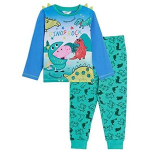 Peppa Pig Jongens George Pig Pyjama Kinderen 3D Dino Spikes Luxe Volledige Lengte Pjs Set, Groen, 1-2 jaar