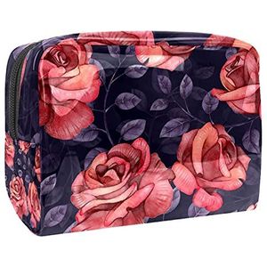 Waterdichte Make-up Pouch Kleurrijke Bloemenprint Make-up Tas Organizer Reizen Zip Toilettas Kleine Cosmetische Case Schoonheid Tas voor Tieners Meisjes Vrouwen, Multi kleuren 06, 18.5x7.5x13cm/7.3x3x5.1in, Schoonheidskoffer