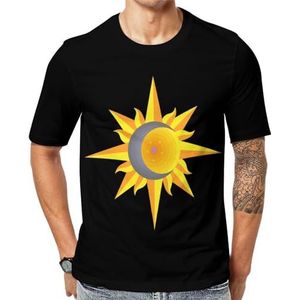 Sun Moon And Star T-shirt met korte mouwen voor heren, ronde hals, print, casual T-shirt, tops, M