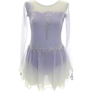 Purper,11/13,PONNYC Kunstschaatsjurken Met Lange Mouwen Handgemaakte Ritmische Gymnastiekpakjes Voor Meisjes Schaatskleding Met Strass Hoogelastische Winter Sport Outfit