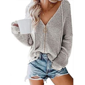 Huidvriendelijk Wijdvallend Sweatshirt met Rits en Capuchon voor Dames (XL)