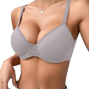 Vrouwen Dagelijkse BH's Ondersteuning Comfort Bralette Push-up Ondergoed Plus Size Verstelbare Bandjes T-shirt BH(Light Gray,85D)