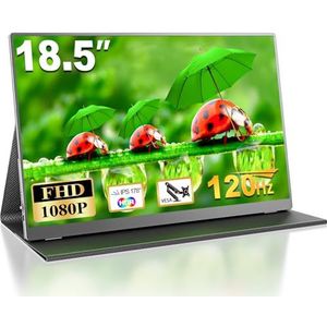 MOMODS Draagbaar scherm, 18,5 inch 100 Hz draagbare monitor met IPS FHD 1080P VESA USB-C Mini HDMI, draagbaar oog-care-gaming-display, voor laptop, pc, Mac, PS5, Xbox