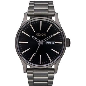 Nixon Heren analoog Japans Miyota-kwartsuurwerk horloge met roestvrij stalen armband A356-5084-00, Gunmetal/Black Sunray, Eén maat, armband
