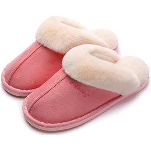 SincereWay Dames Plush Home Slippers Gezellig Slaapkamer Pantoffels Fuzzy Huis Binnen Buiten Pantoffels(Pink,36-37)