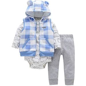 Baby outfits en kledingsets 0-24 maanden 3-delige Jack met lange mouwen en capuchon + rompertjes + broek