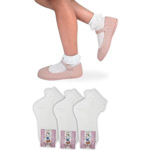 Witte sokken voor meisjes, elegant katoen, licht, 3 paar, voor ceremonie, meisjes, gemaakt in Italië, Wit, 30-33