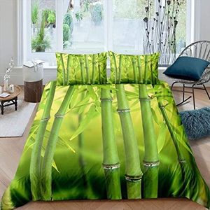 Bamboe Forest dekbedovertrek zachte microvezel print patroon groen beddengoed set 3-delig 1 dekbedovertrek 150x200 cm en 2 kussenslopen 50x75 cm met rits