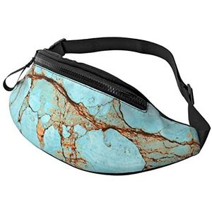 Rusty Cracked Turquoise Marmer Gedrukt Casual Sport Heuptas, Multifunctionele Crossbody Schoudertas, Wandelen Fietsen Reisrugzak, Zwart, One Size, Zwart, One Size, Zwart, Eén maat