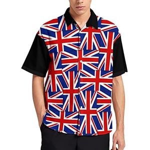 Britse vlag patroon Hawaiiaanse shirt voor mannen zomer strand casual korte mouw button down shirts met zak