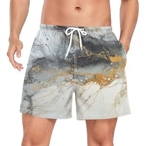 Niigeu Marmeren Koper Krassen Witte Mannen Zwembroek Shorts Sneldrogend met Zakken, Leuke mode, XL