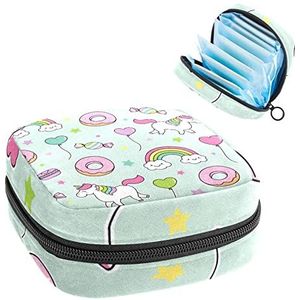 Maandverband Opbergzakken Verpleging Pad Houder Cartoon Eenhoorn Regenboog Donut Ballon Snoep Licht Groen Draagbare Periode Kit Tas Vrouwelijke Product Pouch voor Vrouwen Meisjes