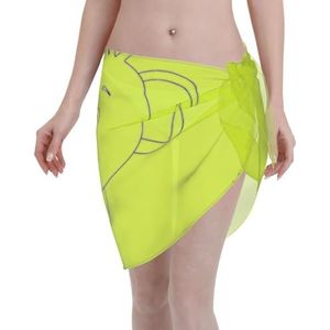 Witte olifantenprint, elegante strandwrap, bikini cover-up, badkleding jurk, voor vrouwen, perfect voor zwembad en resort, Zwart, one size