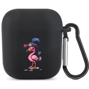 Piraat Flamingo Leuke Case voor AirPods 2&1 Schokbestendige Beschermende Hoofdtelefoon Gevallen Cover Met Sleutelhanger Voor Mannen Vrouwen