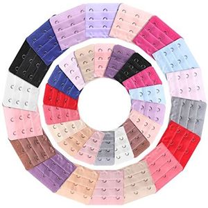 eBoot Verlenging van de damesbustehouder, 36 stuks, Bra extender haken, 2 en 3 haken, 18 kleuren