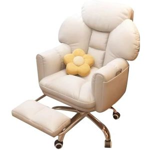 Gaming Chair Computer Chair Lazy Sofa Chairs For Office Desks, Office Accent Chairs With Footrest, Desk Chair Ergonomic Office Swivel Backrest Chair for Bedroom, Balcony (Color : Beige)