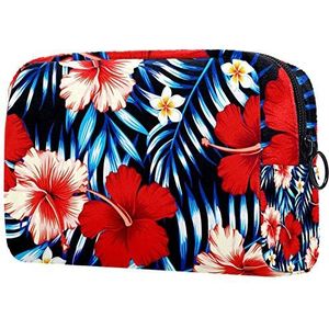 Make-uptasje voor vrouwen met ritssluiting Toilettassen Tropische blauwe bloemenbladbloem Cosmetische reisorganisator