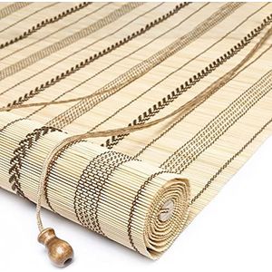 Bamboe rolgordijn, bamboe rolgordijn, 50% verduisterend bamboegordijn, lichtfiltering/zonnebrandcrème, natuurlijke Romeinse rolgordijnen voor raam/deur/terras (120 x 120 cm, bamboe)