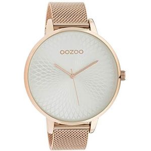 Oozoo Dameshorloge met roestvrij stalen Milanese band en mandala-wijzerplaat roze/zilverkleuren 48 MM C10552