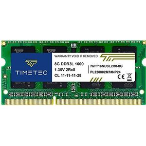Timetec 8GB DDR3L/DDR3 1600MHz PC3L-12800/PC3-12800 Niet-ECC Niet-gebufferd 1,35V/1,5V CL11 2Rx8 Dubbele rang 204-pins SODIMM-laptop Notebook-pc Computergeheugen RAM-module-upgrade