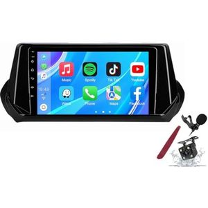 Android 14 Autoradio Sat Navi voor P-eugeot 2008(2019-2021) 9 Inch Touchscreen Multimedia Speler met Draadloze Carplay GPS Navigatie FM RDS Bluetooth 5G-WiFi SWC DSP,M100s