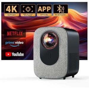 Netflix Official licentie: Remote Focus/Trapeziumcorrectie, Wifi6, Bluetooth 1080p, full HD, 700ANSI projector, ondersteunt 4K-beamer, Jimveo thuisbioscoop, 50% zoom, met Android/iOS mobiele