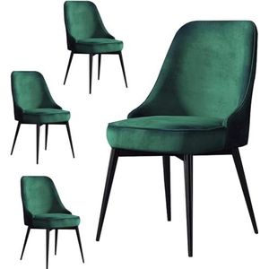 AviiSo Eetkamerstoelen fluwelen keukenstoelen set van 4, woonkamer lounge stoelen met metalen poten voor woonkamer, slaapkamer, restaurant (kleur: groen)