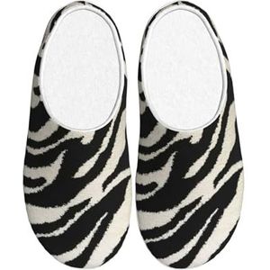EdWal Zebra dierenprint winter warme pantoffels indoor anti-slip pluche pantoffels ontspannen thuis voor vrouwen mannen, Zwart, 37.5 EU