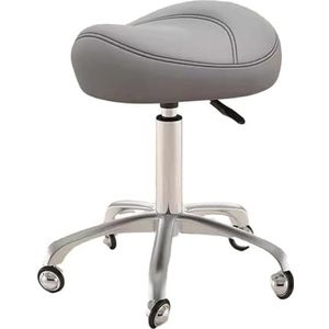 JAVPTAV Zadelkruk Rollende draaistoel met wielen in hoogte verstelbaar, ergonomische tandheelkundige zadelstoel voor hygiënische kliniek, salon, tatoo-massage (grijs)