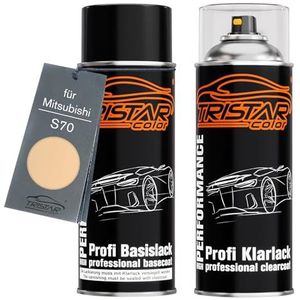 TRISTARcolor Autolak Spuitbus set voor Mitsubishi S70 Florence Beige Base coat blanke lak spuitbus 400ml