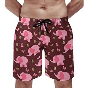 Pink Elephant Zwembroek voor heren, casual strandshorts met compressieling, sneldrogende badmode met zakken, XS