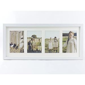 Fotolijst met passe-partout voor fotocollage, 10 x 15 cm, voor tafel of muur (4 foto's, wit)
