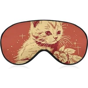 Kat liggend op de doos slaapmasker, licht blokkerend oogmasker, comfortabel en zacht, oogbedekking met elastiek, geschikt voor mannen en vrouwen, geschikt voor reizen en slapen