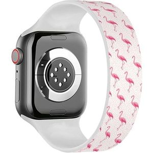 Solo Loop Band Compatibel met All Series Apple Watch 38/40/41mm (Tropische Roze Flamingo's) Elastische Siliconen Band Strap Accessoire, Siliconen, Geen edelsteen