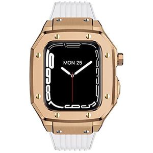 OFWAX Legering Horloge Case Strap Voor Apple Horloge Serie 9 8 7 6 5 4 SE 45mm 42mm 44mm Luxe Metalen Rubber Rvs Business casual stijl horloge Strap, 44mm, agaat